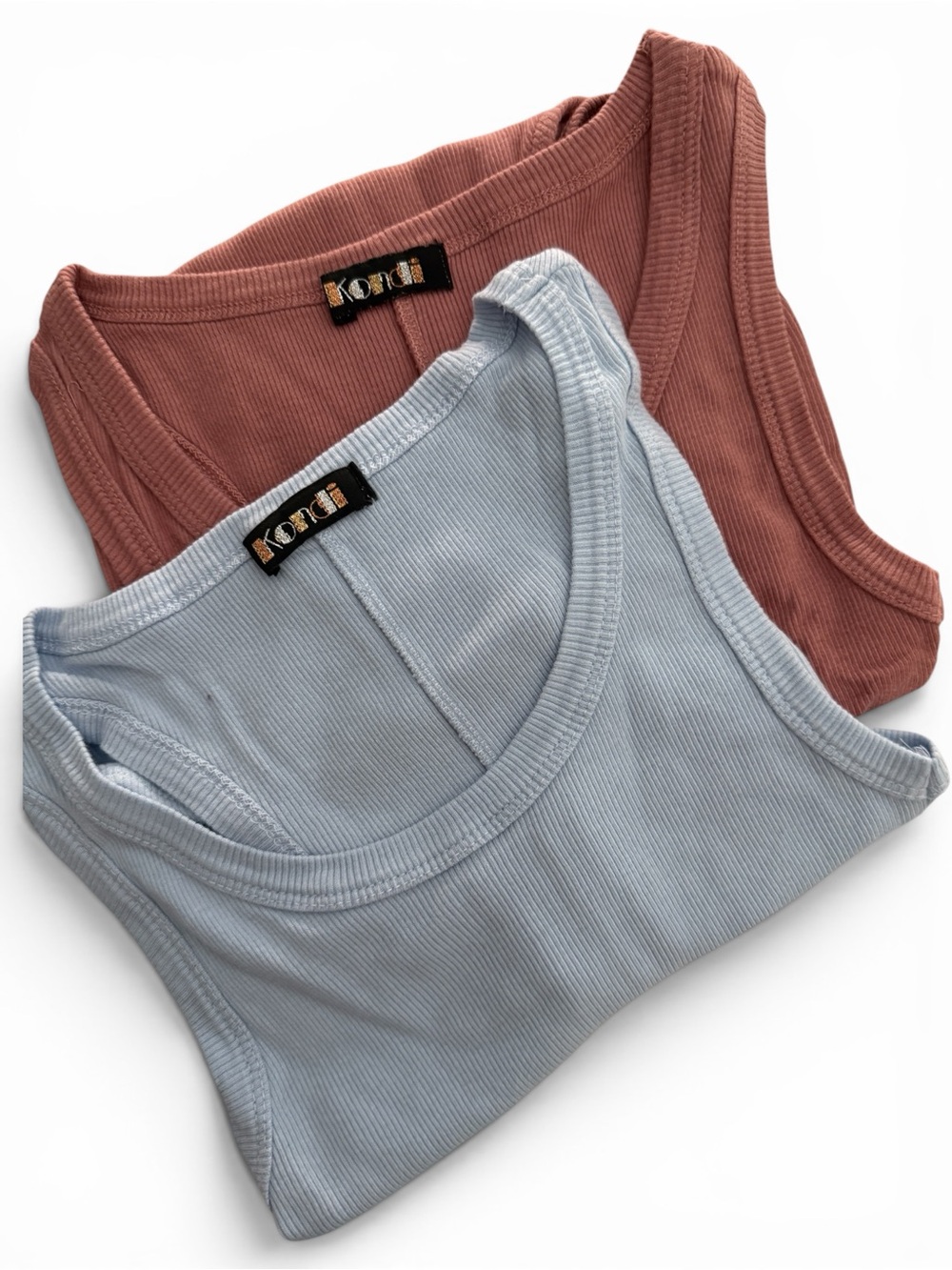 Suzi Kondi Set of 2 Cotton Ribbed Bodysuits Dusty Rose/Sky Blue New! Size XS